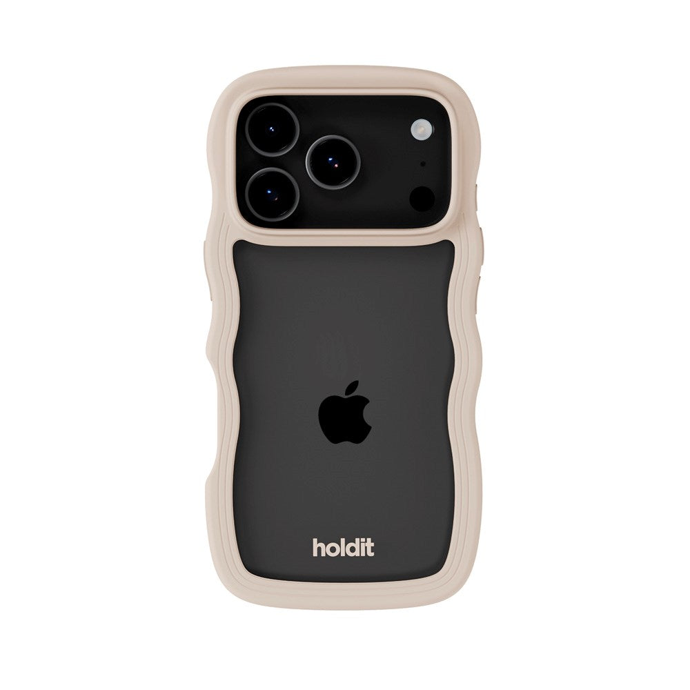 Holdit iPhone 17 Pro Max Wavy Deksel - Light Beige / Transparent