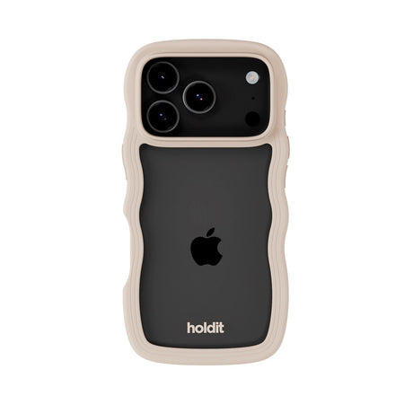 Holdit iPhone 17 Pro Max Wavy Deksel - Light Beige / Transparent