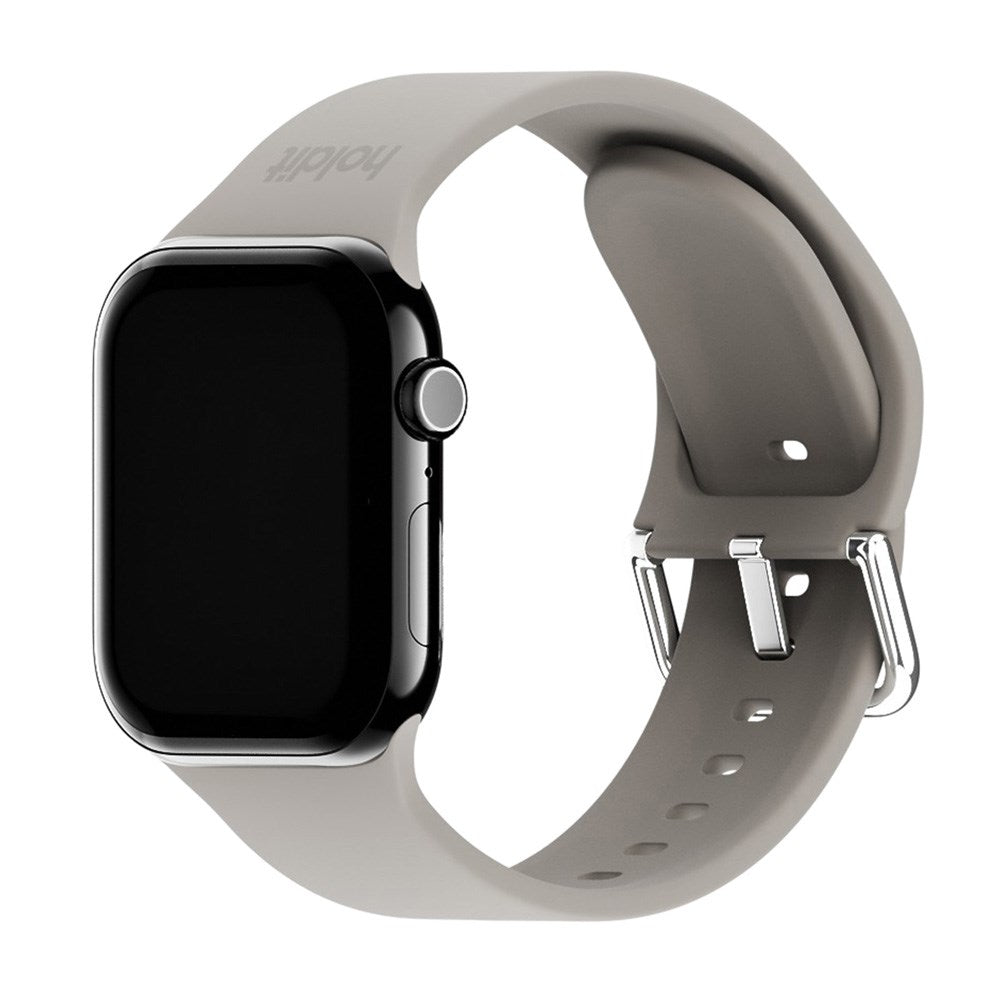 Apple Watch (38/40/SE/41/42mm) Holdit Silikon Klokkerem med Metallspenne - Taupe