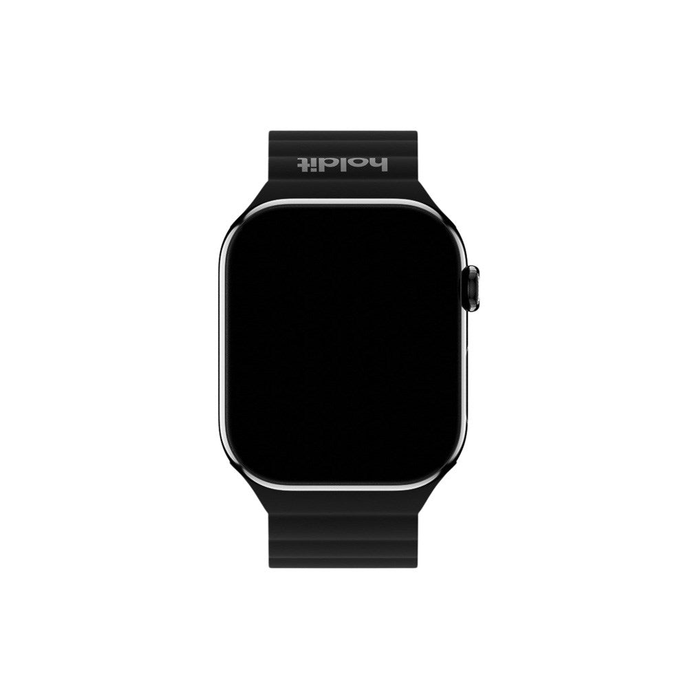 Apple Watch (38/40/SE/41/42mm) Holdit Silicone Magnet Klokkerem - Svart / Grå