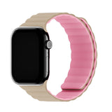 Apple Watch (38/40/SE/41/42mm) Holdit Silicone Magnet Klokkerem - Rosa / Beige