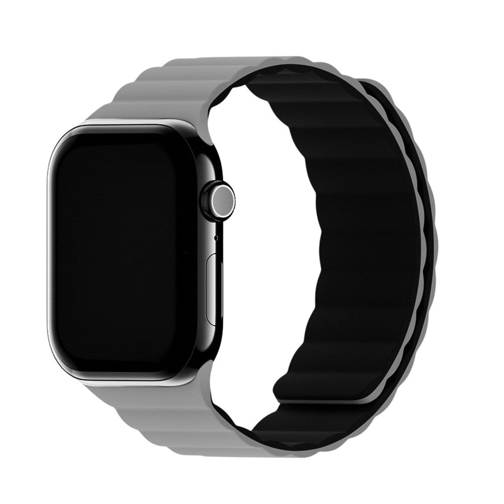 Apple Watch (42/44/SE/45/46/49mm) Holdit Silicone Magnet Klokkerem - Svart / Grå