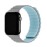 Apple Watch (42/44/SE/45/46/49mm) Holdit Silicone Magnet Klokkerem - Grå / Blå
