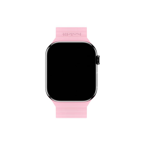 Apple Watch (42/44/SE/45/46/49mm) Holdit Silicone Magnet Klokkerem - Rosa / Beige