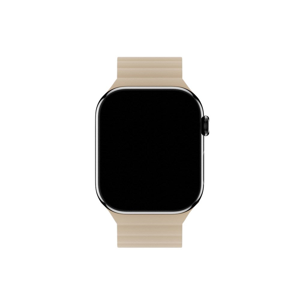 Apple Watch (42/44/SE/45/46/49mm) Holdit Silicone Magnet Klokkerem - Lys Beige / Beige