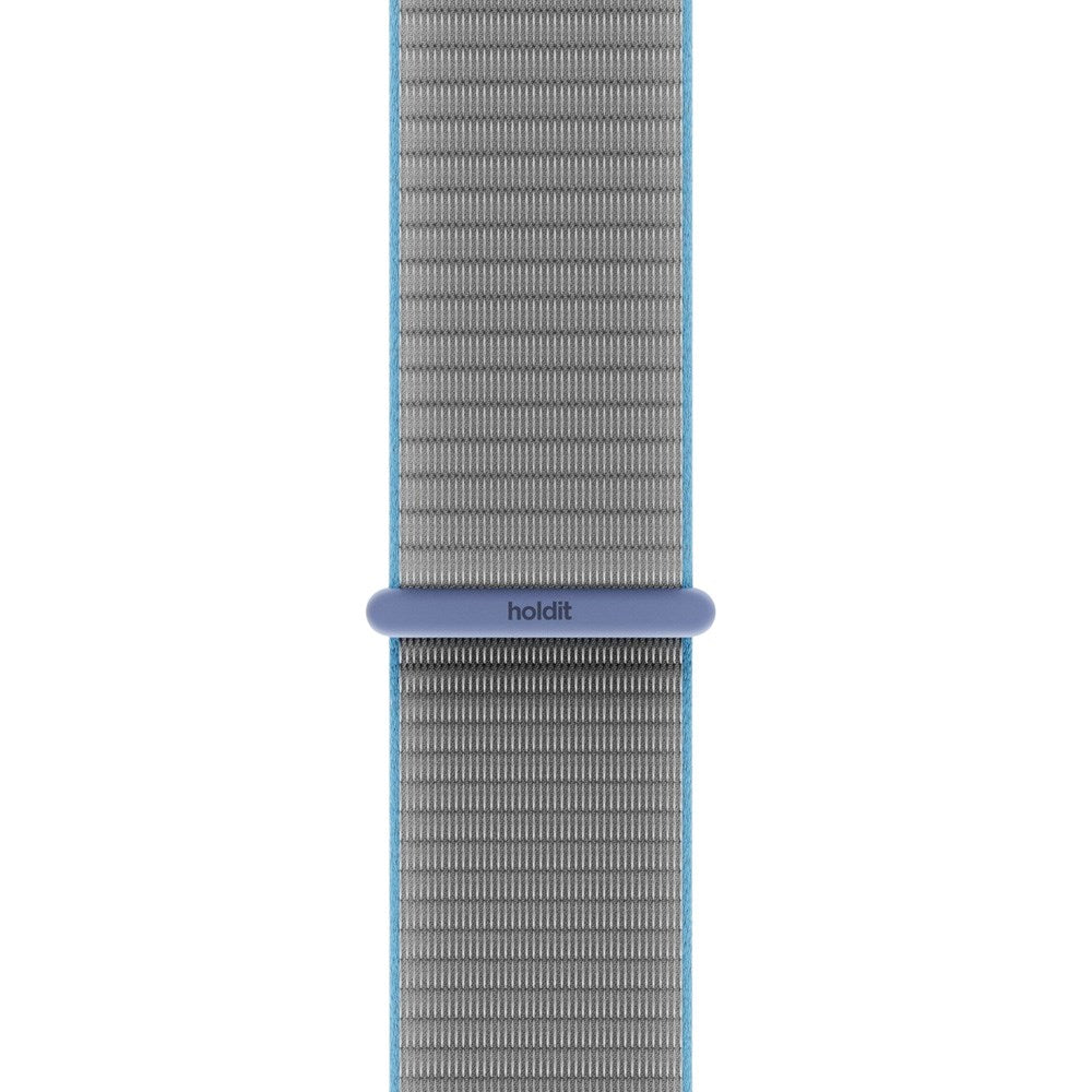 Apple Watch (38/40/SE/41/42mm) Holdit Nylon Klokkerem med Borrelås - Grå / Blå