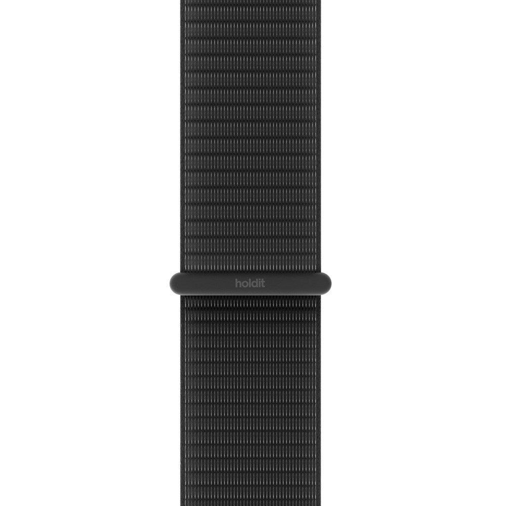 Apple Watch (42/44/SE/45/46/49mm) Holdit Nylon Klokkerem med Borrelås - Svart