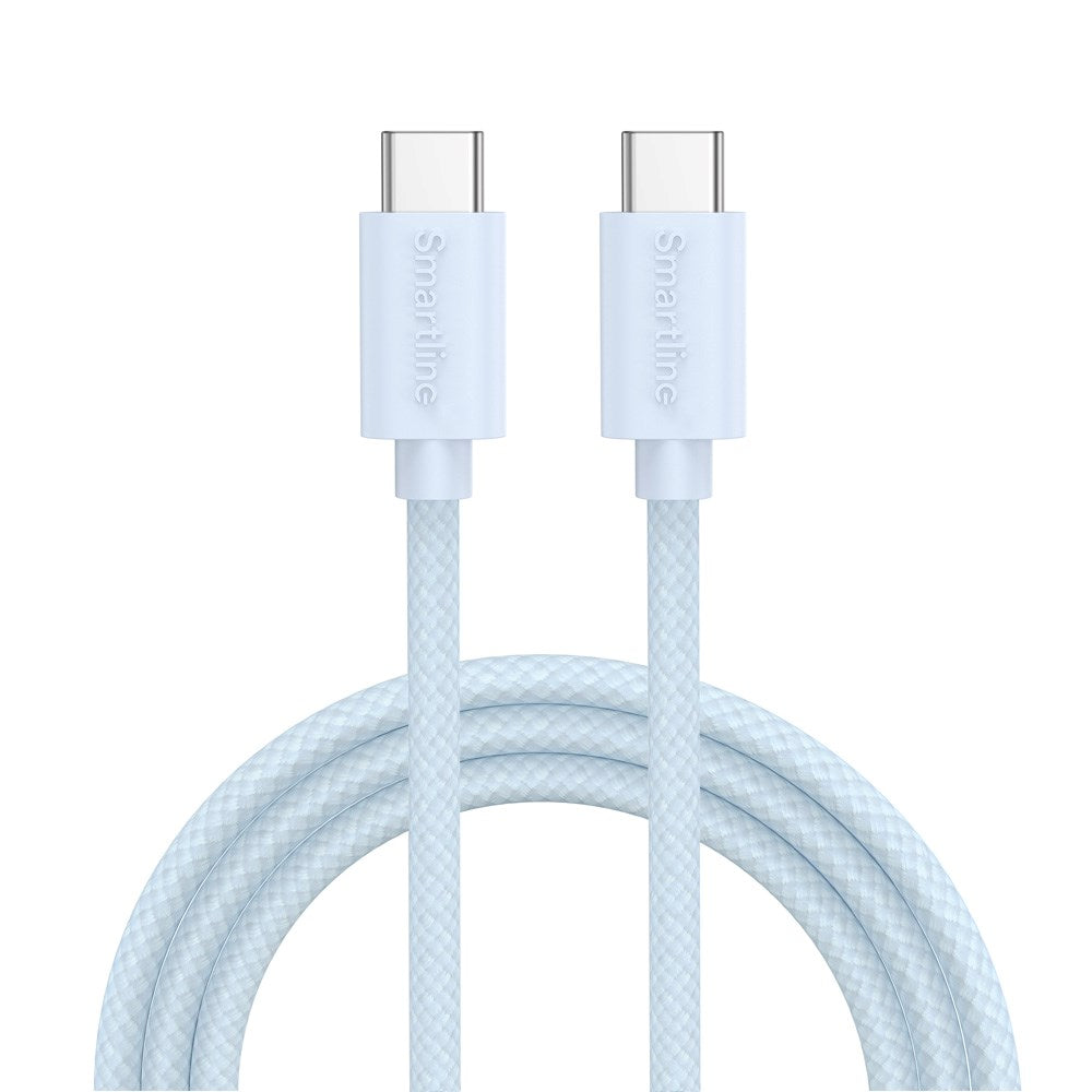 Smartline (60W) USB-C til USB-C Braidy Kabel 2m - Lys Blå