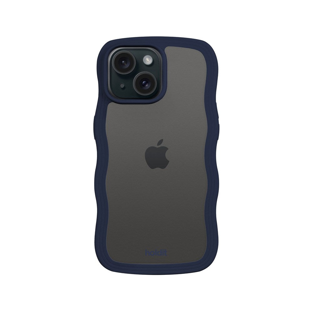 Holdit iPhone 17e / 16e / 15 / 14 / 13 Wavy Deksel - Midnight Blue / Transparent