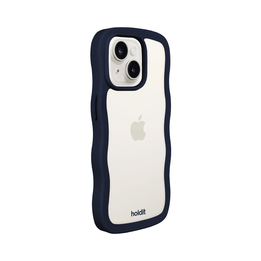 Holdit iPhone 17e / 16e / 15 / 14 / 13 Wavy Deksel - Midnight Blue / Transparent