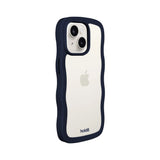 Holdit iPhone 17e / 16e / 15 / 14 / 13 Wavy Deksel - Midnight Blue / Transparent