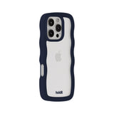 Holdit iPhone 16 Pro Wavy Deksel - Midnight Blue / Transparent