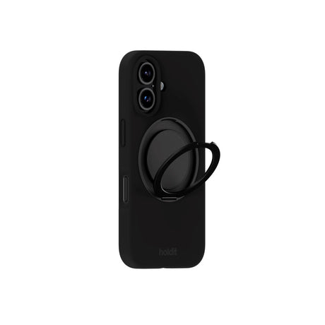 iPhone 16 Holdit Silikone Stand Deksel - Black