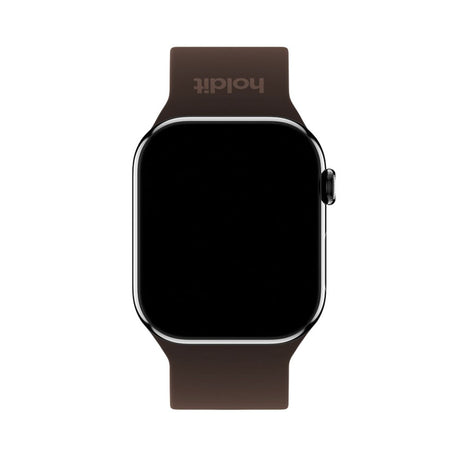 Apple Watch (42/44/SE/45/46/49mm) Holdit Silikon Rem m. Metallspenne - Chocolate