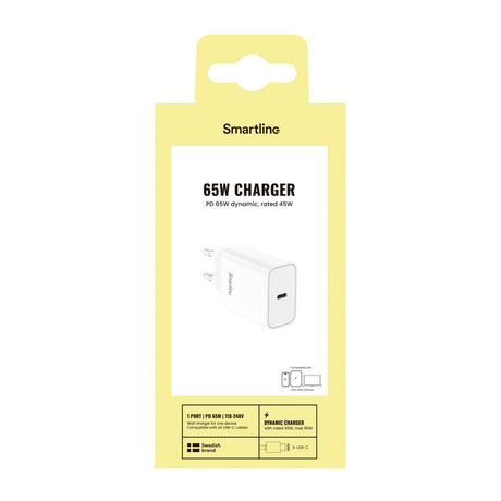 Smartline 65W Vegglader m. 1x USB-C - Hvit