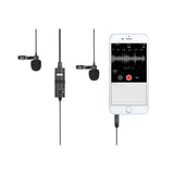 BOYA BY-M1DM Dobbel Mikrofon m. 3.5mm Minijack - 4m - Svart