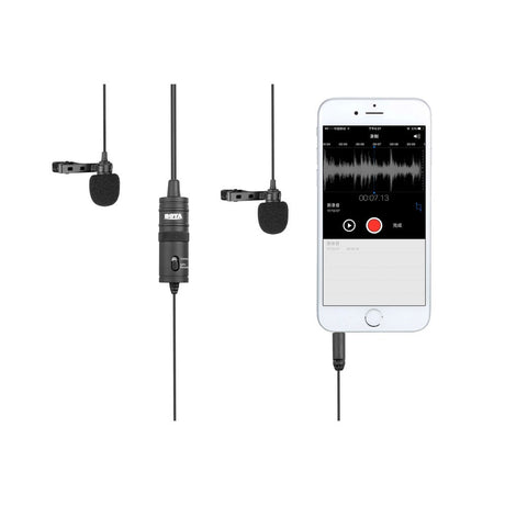 BOYA BY-M1DM Dobbel Mikrofon m. 3.5mm Minijack - 4m - Svart