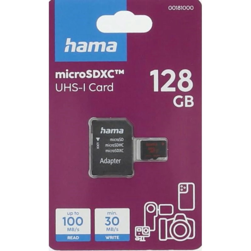 HAMA Micro SDXC-Kort inkl. SD-Adapter 100 MB/s - 128 GB