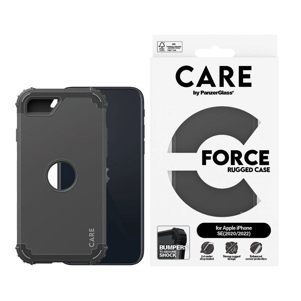 CARE by PanzerGlass iPhone SE (2020 / 2022) Fashionable FORCE Case - Svart