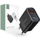 Tech-Protect 30W Veggladere m. 1 x USB-C & 1 x USB-A - Svart