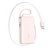 Joyroom JR-PR2 35W PowerBank m. Uttrekkbart USB-C Kabel & Innebygd USB-C Kabel - 10.000 mAh - Rosa