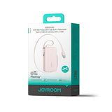 Joyroom JR-PR2L 35W PowerBank m. Uttrekkbart USB-C Kabel & Innebygd Lightning Kabel - 10.000 mAh - Rosa