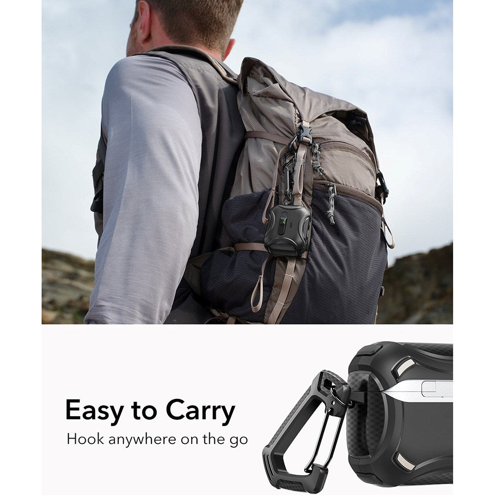 ESR AirPods Pro (3. gen.) Cyber FlickLock Deksel med Karabinkrok – Svart