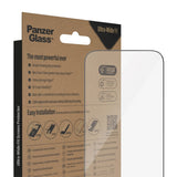 iPhone 14 Pro PanzerGlass AntiBacterial Ultra Wide Fit Skjermbeskyttelsesglass m. Monteringsram - Diamond Strength - Svart Kant