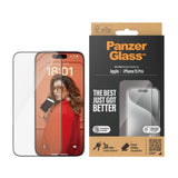 iPhone 15 Pro PanzerGlass Ultra Wide Fit Skjermbeskyttelse m. EasyAligner - Diamond Strength - Gjennomsiktig