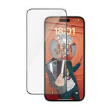 iPhone 15 Plus / 16 Plus PanzerGlass Ultra Wide Fit Skjermbeskyttelse m. EasyAligner - Diamond Strength - Gjennomsiktig / Svart Kant