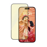 iPhone 15 / 16 PanzerGlass Ultra Wide Fit Skjermbeskyttelse m. EasyAligner - Anti-Reflective - Anti-Blue Light - Diamond Strength - Gjennomsiktig / Svart Kant