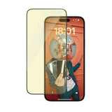 iPhone 15 Plus / 16 Plus PanzerGlass Ultra Wide Fit Skjermbeskyttelse m. EasyAligner - Anti-Reflective - Anti-Blue Light - Diamond Strength - Gjennomsiktig / Svart Kant