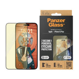 iPhone 15 Plus / 16 Plus PanzerGlass Ultra Wide Fit Skjermbeskyttelse m. EasyAligner - Anti-Reflective - Anti-Blue Light - Diamond Strength - Gjennomsiktig / Svart Kant