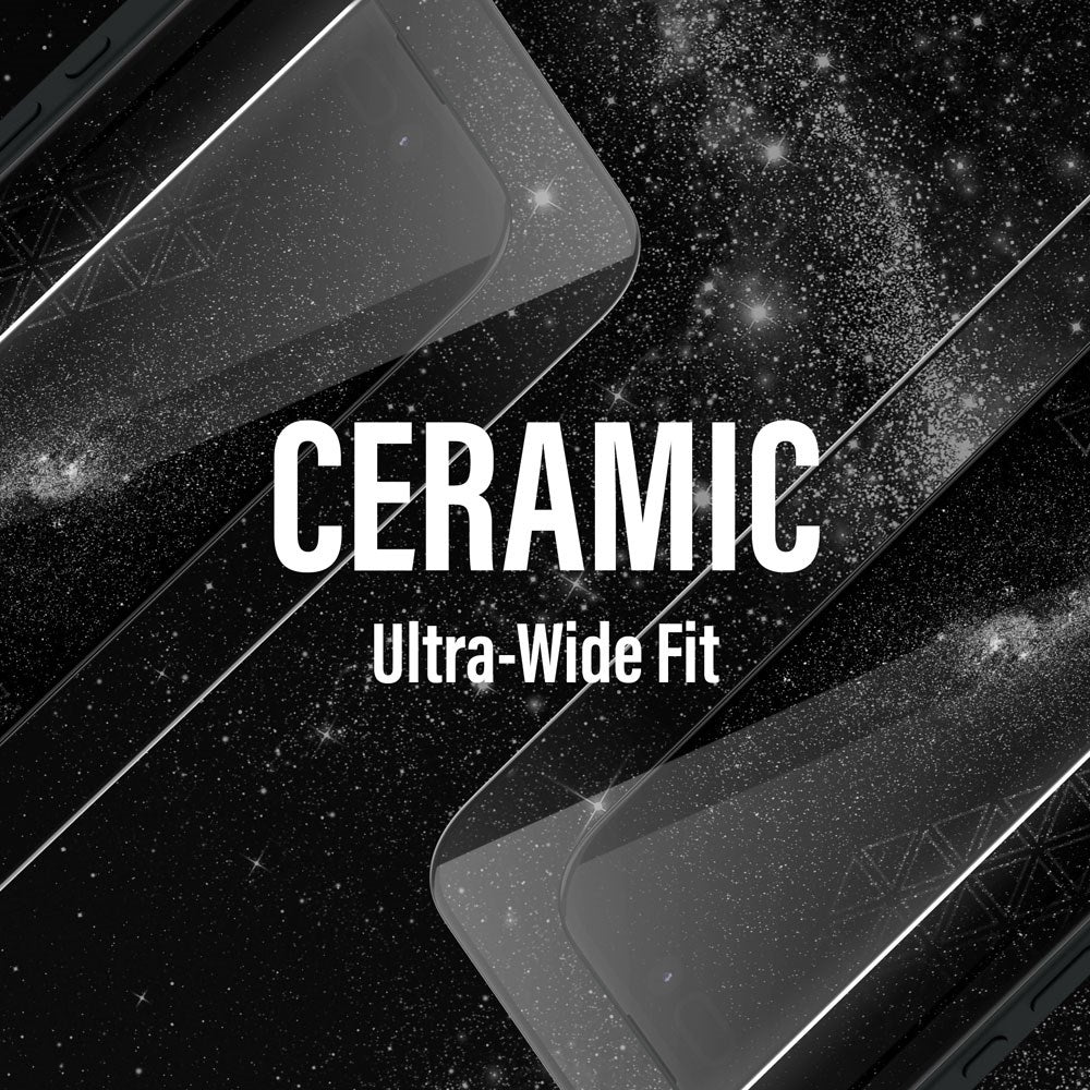 iPhone 15 / 16 PanzerGlass Ultra Wide Fit Ceramic Skjermbeskyttelse m. EasyAligner - Svart Kant