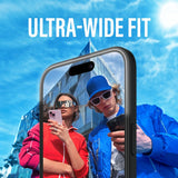iPhone 15 Plus / 16 Plus PanzerGlass Ultra Wide Fit Skjermbeskyttelse m. EasyAligner - Diamond Strength - Gjennomsiktig / Svart Kant
