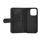 iPhone 16 Pro Essentials Kunstskinn Flip Deksel m. Kortholder & Stativfunksjon - Svart