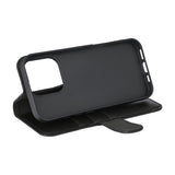 iPhone 16 Pro Essentials Kunstskinn Flip Deksel m. Kortholder & Stativfunksjon - Svart