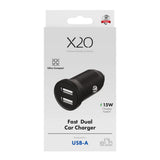 X2O 12W Dobbel Billader USB-A - Svart