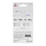 X2O Basic 60W USB-C til USB-C Kabel - 2m - Hvit