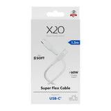 X2O Superflex 60W USB-C til USB-C Kabel - 1.5m - Hvit