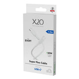 X2O Superflex 60W USB-C til USB-C Kabel - 1.5m - Hvit