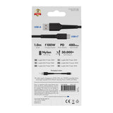 X2O Longlife 60W USB-A til USB-C Kabel - 1m - Svart
