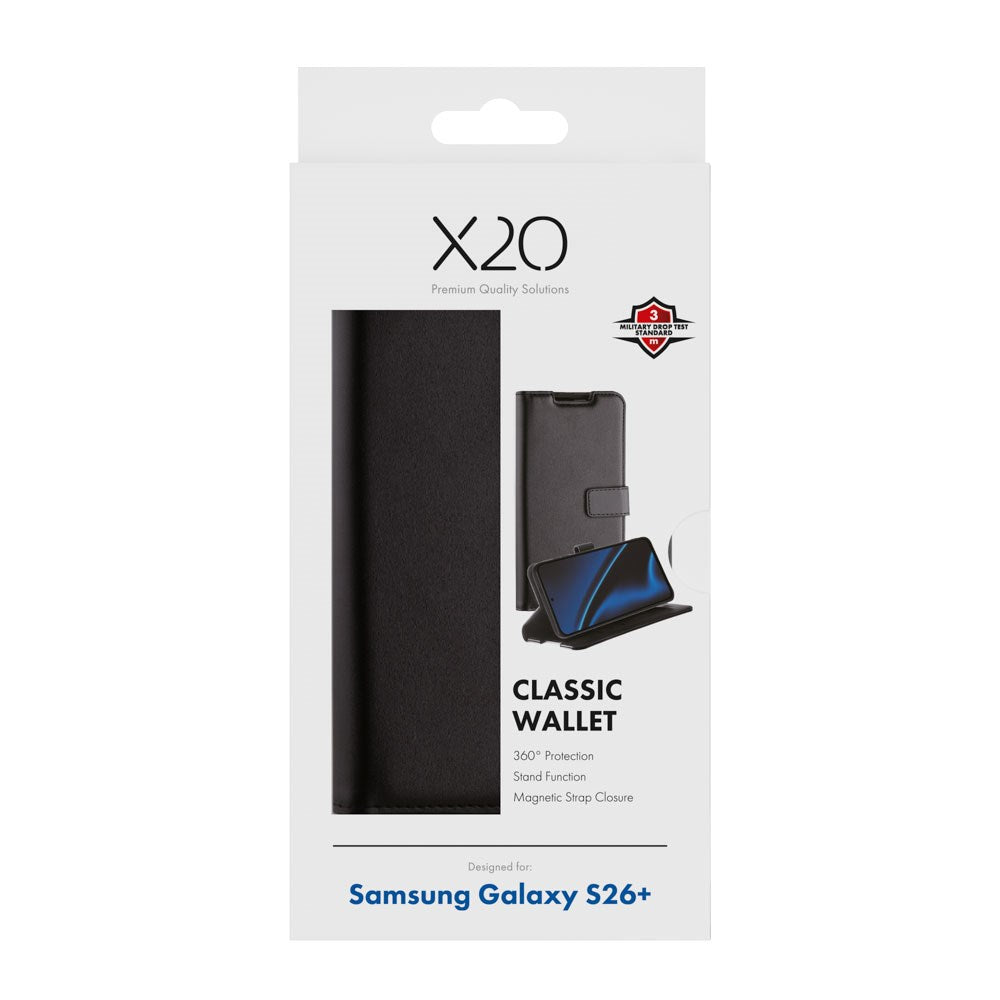 Samsung Galaxy S26+ (Plus) X2O Classic Wallet Flip Deksel - Svart