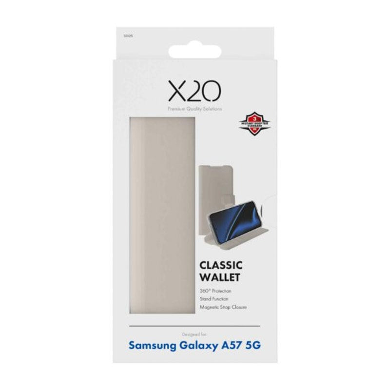 Samsung Galaxy A57 X2O Classic Wallet Flip Deksel - Beige