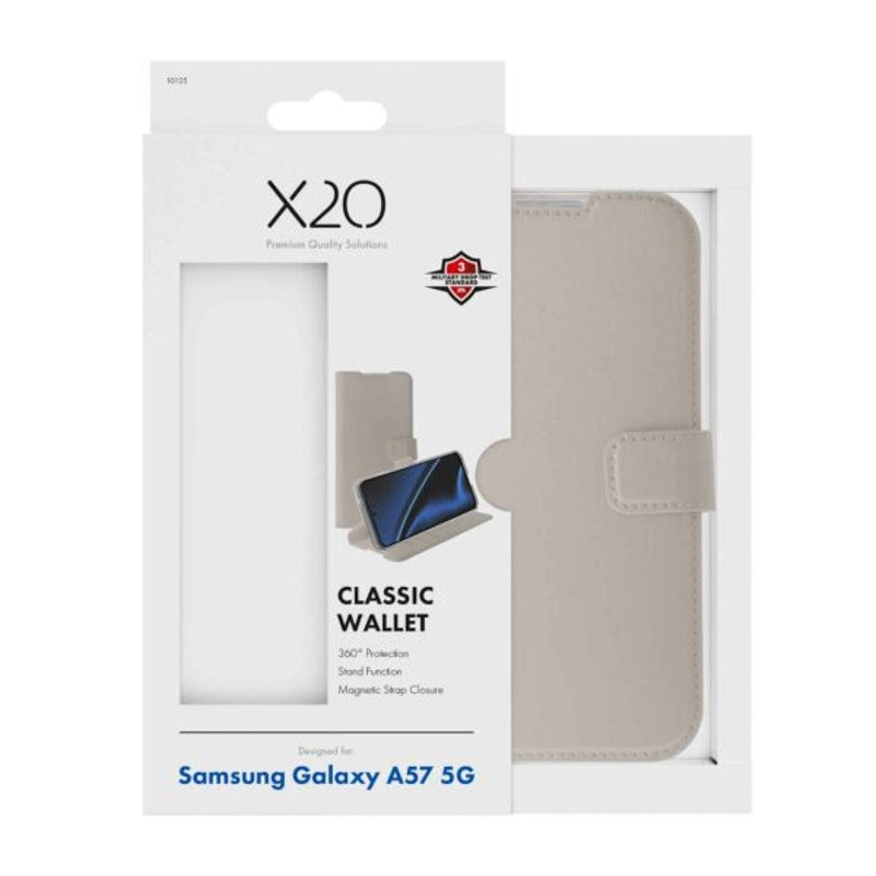 Samsung Galaxy A57 X2O Classic Wallet Flip Deksel - Beige