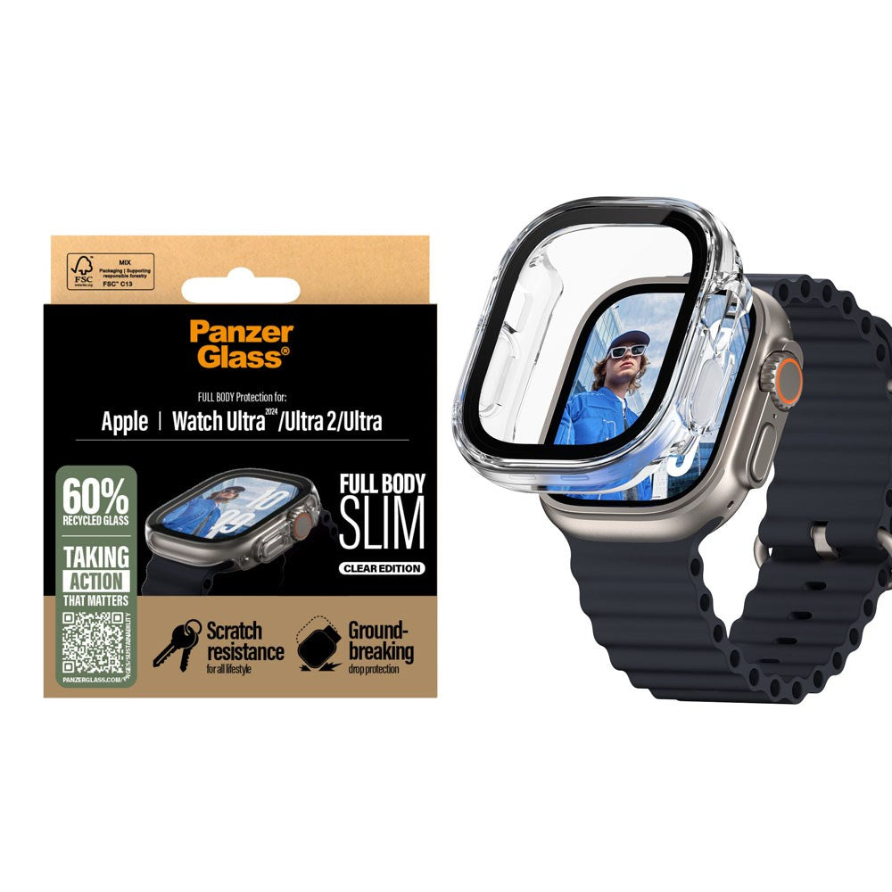 PanzerGlass Apple Watch Ultra 3/2/1 (49mm) Snappie Full Body Slim Deksel med Innebygd Skjermbeskytter - Gjennomsiktig