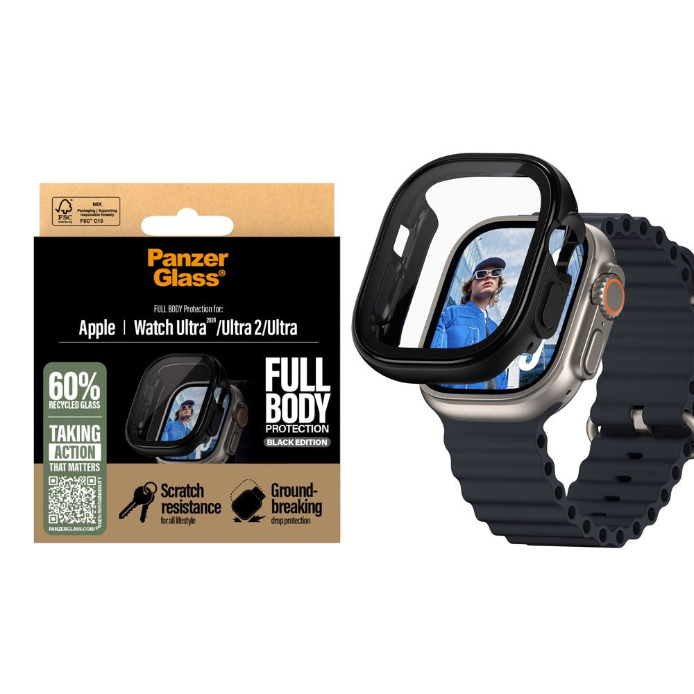PanzerGlass Apple Watch Ultra 3/2/1 (49mm) Snappie Full Body Deksel med Innebygd Skjermbeskytter - Svart