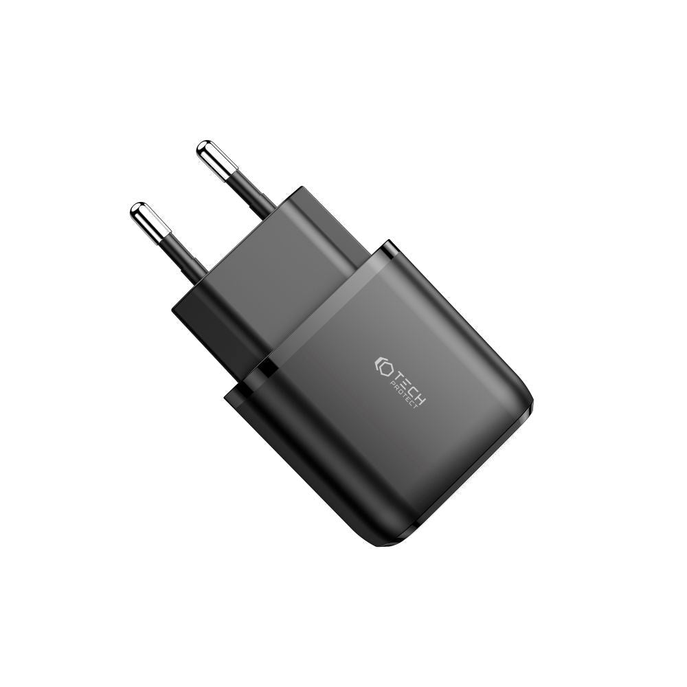 Tech-Protect 20W Veggladere m. 1 x USB-C & 1 x USB-A - Svart