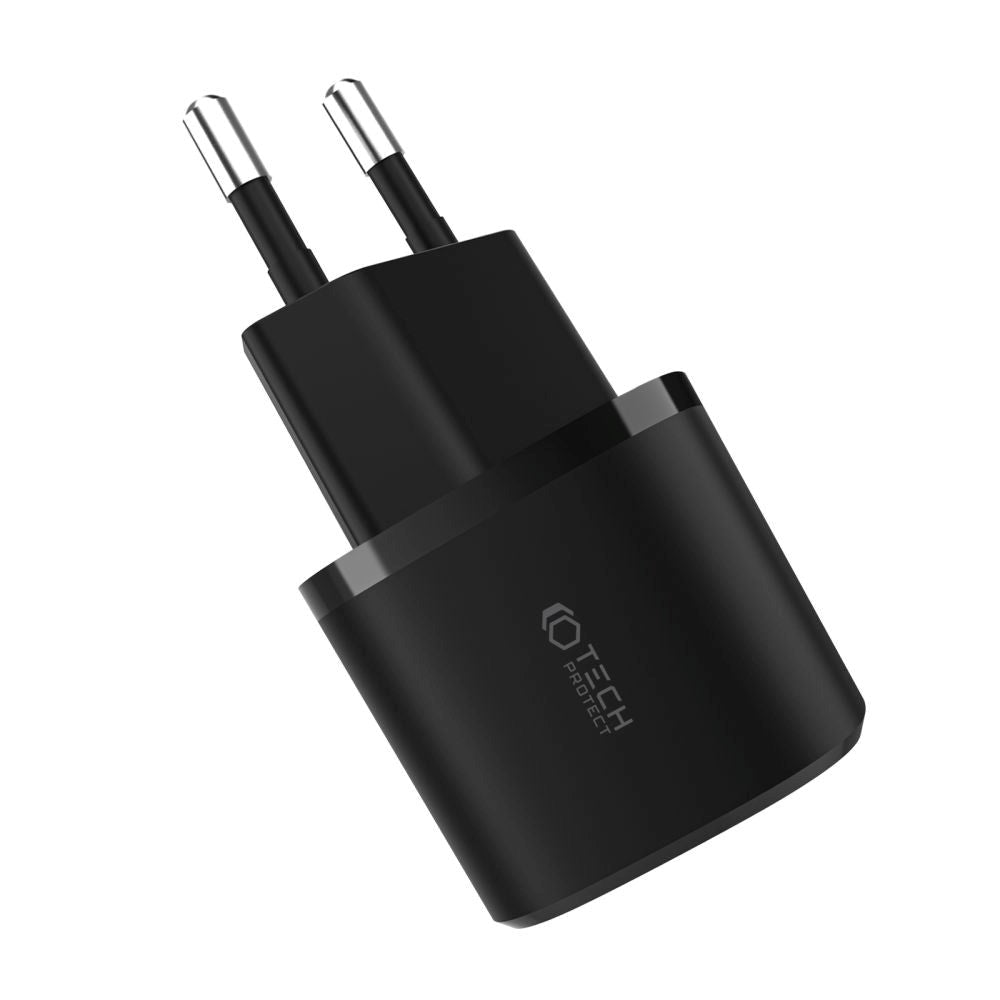 Tech-Protect 20W Vegglader med 1 x USB-A QC og 1 x USB-C PD - Svart