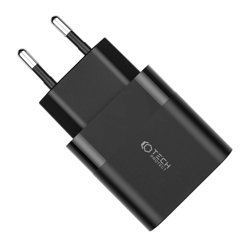 Tech-Protect 30W Veggladere m. 1 x USB-C & 1 x USB-A - Svart